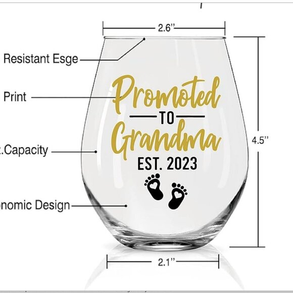 Promoted To Grandmother Wine Glass with Gift Box, Est.2023, Funny Grandma Gifts - Picture 3 of 7